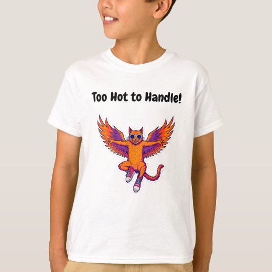 Phoenix Cat Kids T-Shirt – Magical Fire Kitty Tシャツ (正面)