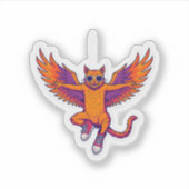 Phoenix Cat Sticker – Cute Magical Fire Kitty シール (正面)