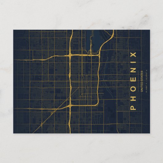 Phoenix City Map Minimal Postcard ポストカード (正面)