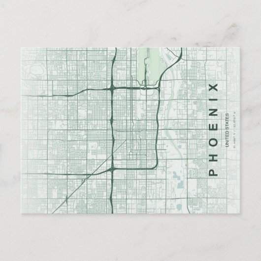 Phoenix City Map Minimal Postcard ポストカード (正面)