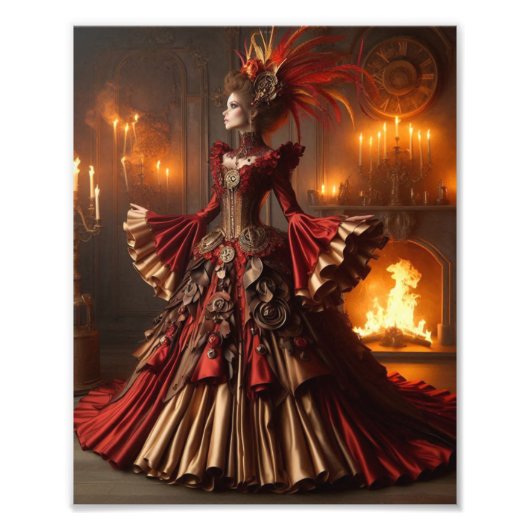 Phoenix Fire Queen Steampunk Victorian Industrial フォトプリント (正面)