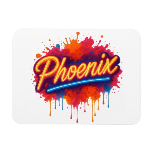 Phoenix Neon Graffiti – Retro Street Art Glow Mug マグネット (横)