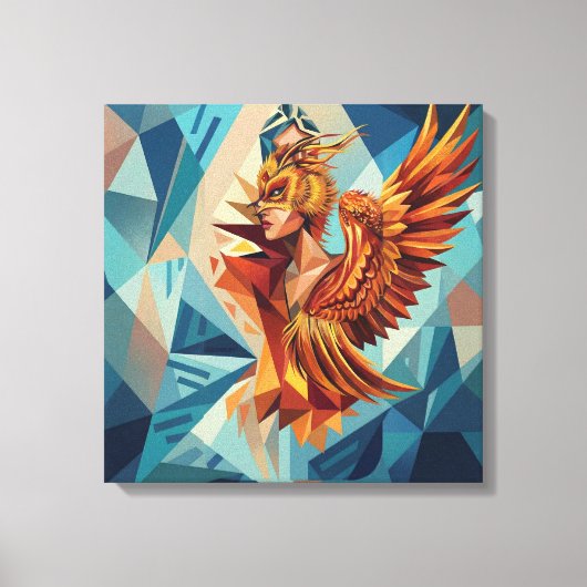 Phoenix Rise – Modern Stretched Canvas Wall Art キャンバスプリント (正面)