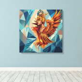 Phoenix Rise – Modern Stretched Canvas Wall Art キャンバスプリント (インサイチュ (ウッドフロア))