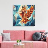Phoenix Rise – Modern Stretched Canvas Wall Art キャンバスプリント (インサイチュ (リビング))