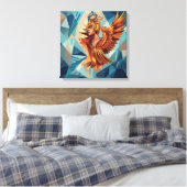 Phoenix Rise – Modern Stretched Canvas Wall Art キャンバスプリント (インサイチュ (寝室))