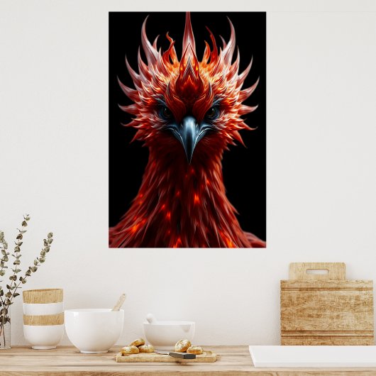 🔥 Phoenix Rising - Majestic Fire Bird Fantasy Art ポスター (キッチン)