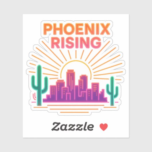Phoenix Rising Neon City – Retro Synthwave Desert シール (シート)