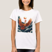 Phoenix Wave Art - Ukiyo-e Sunset Design Tシャツ (正面)