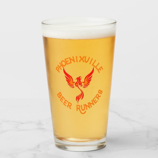 Phoenixvilleビールランナーのパイントガラス タンブラーグラス (ドリンク正面)