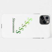 Phone Case - グリーンのステップ状の文字と名前 iPhoneケース (裏面横)