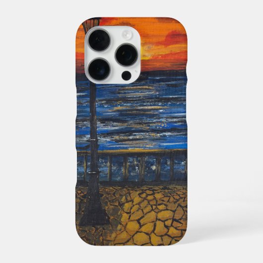 Phone Case/ 手描きアート/ 海辺の夕日 iPhoneケース (裏面)