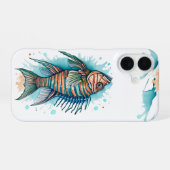 Phone case - 水彩シリーズ: ミノカサゴ iPhone 16ケース (裏面横)