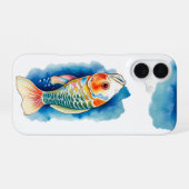 Phone case - 水彩画シリーズ: 錦鯉 iPhone 16ケース (裏面横)