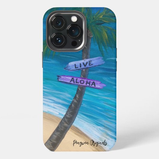 Phone Case “Live Aloha” Palm tree over water Maui  iPhoneケース (裏面)