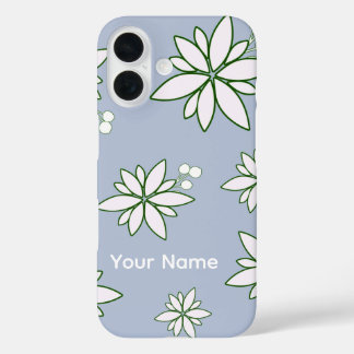 phone case periwinkle with white flowers  iPhone 16ケース