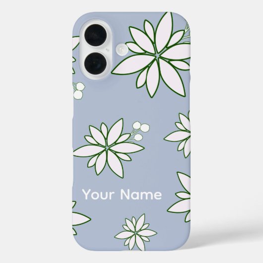 phone case periwinkle with white flowers Case-Mate iPhoneケース (裏面)