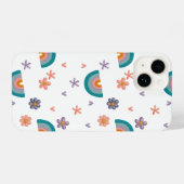Phone Case – Rainbow and Flowers Cute Design iPhoneケース (裏面横)