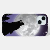 Phone case with a wolf howling at the full moon Case-Mate iPhoneケース (裏面 (横))