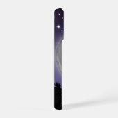 Phone case with a wolf howling at the full moon iPhoneケース (右側面)