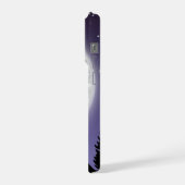 Phone case with a wolf howling at the full moon iPhoneケース (左側面)