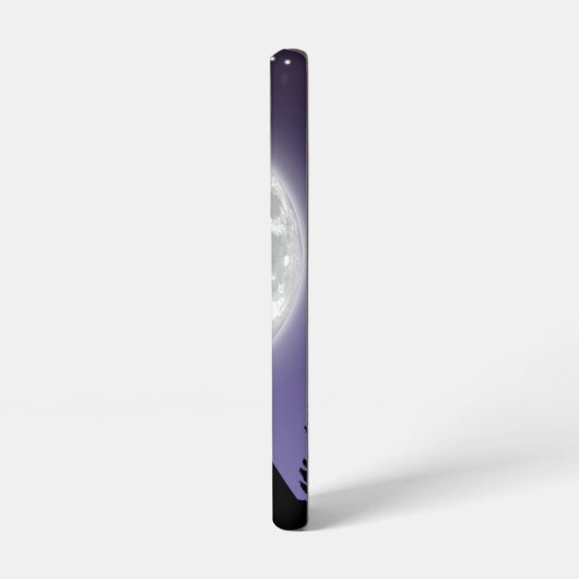 Phone case with a wolf howling at the full moon samsung galaxyケース (左側面)