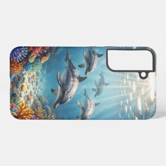 Phone Case with dolphins. Samsung Galaxyケース (裏面横)
