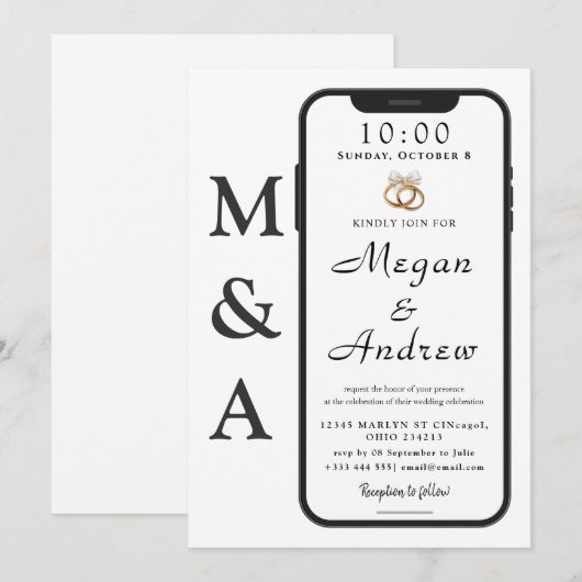 Phone Lock Screen Wedding Invitation (正面/裏面)