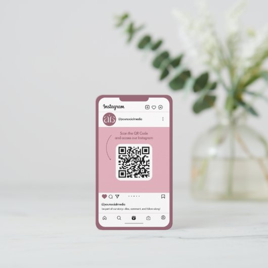 Phone Pink Instagram Business Card 名刺 (スタンド正面)