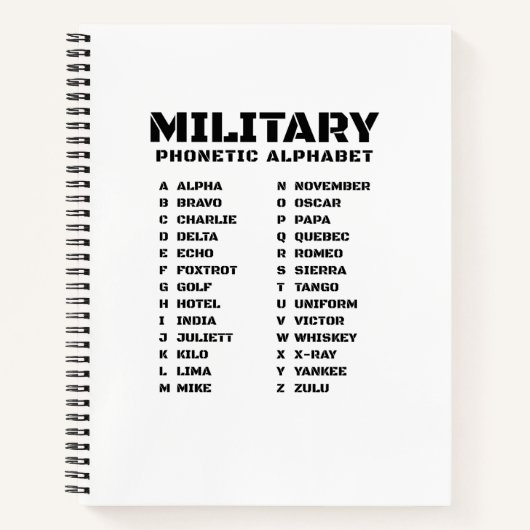 Phonetic Alphabet for the Military – Graph Spiral ノートブック (正面)