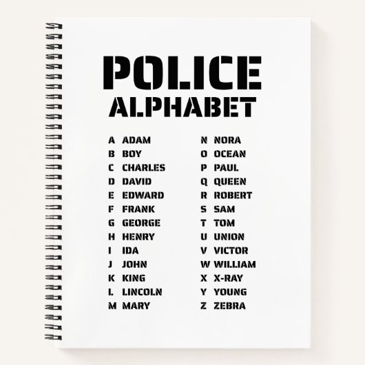Phonetic Alphabet Police ノートブック (正面)