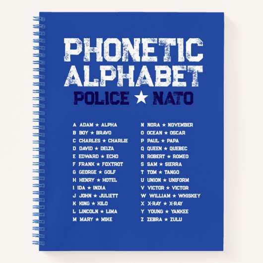 Phonetic Alphabet Police ★ NATO — Blue Spiral ノートブック (正面)