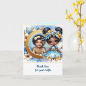 PHOTOありがとうティール（緑がかった色）金ゴールドブラックフェアリープリンセス カード (黄色い花)