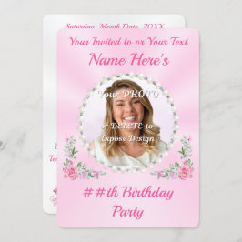 PHOTOかわいらし誕生日招待状カード(Her) 招待状