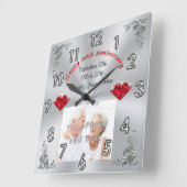 PHOTOと文字40周年記念ギフト スクエア壁時計 (傾斜)