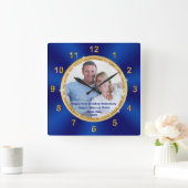 PHOTOと結婚ゴージャスな記念日 スクエア壁時計 (ホーム)
