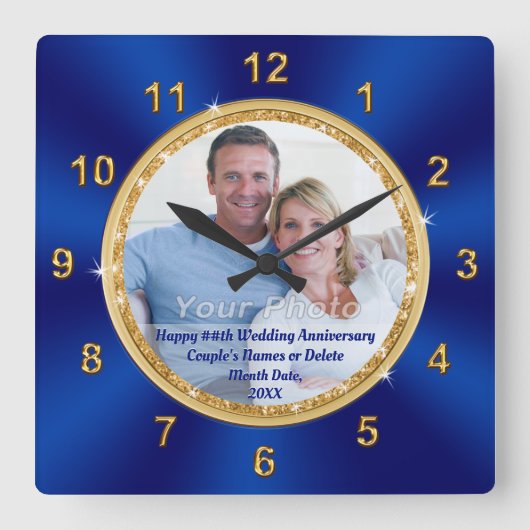 PHOTOと結婚ゴージャスな記念日 スクエア壁時計 (正面)