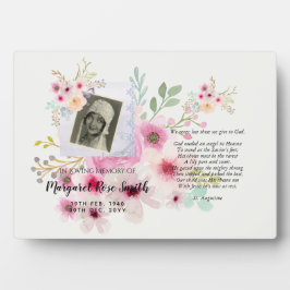 PHOTOと詩のフローラ付きメモリアルプレート フォトプラーク