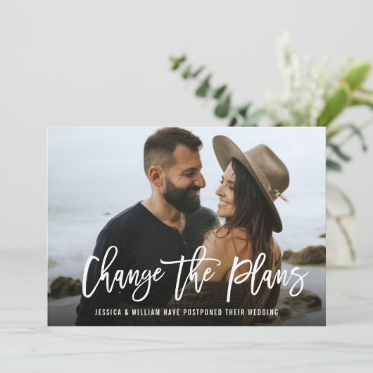 PHOTOのモダン計画の変更を延期結婚する 招待状 (スタンド正面)