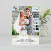 PHOTOの結婚書感謝していのエレガント金ゴールド 箔招待状 (立ち正面)