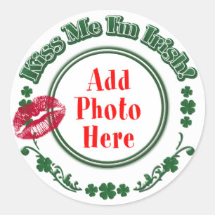 PHOTOキス私はアイルランド語 – グリーンサークルキスマーク ラウンドシール
