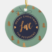 PHOTOクリスマスデコール喜び愛ネイビーセージカスタム セラミックオーナメント (正面)