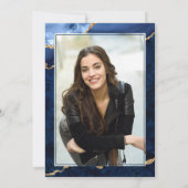 PHOTOゴールデンモダンブルー大理石卒業パーティー 招待状 (裏面)