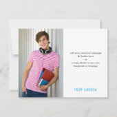 PHOTOバー頭が切れる(ユダヤ教の)バル・ミツバーはっきりした感謝していユデニムアクア サンキューカード (裏面)