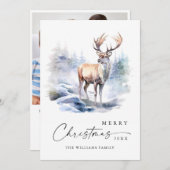 PHOTOミニマリストエレガント鹿クリスマス シーズンカード (正面/裏面)