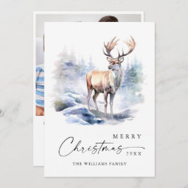 PHOTOミニマリストエレガント鹿クリスマス シーズンカード