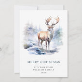 PHOTOミニマリストエレガント鹿クリスマス シーズンカード (正面)