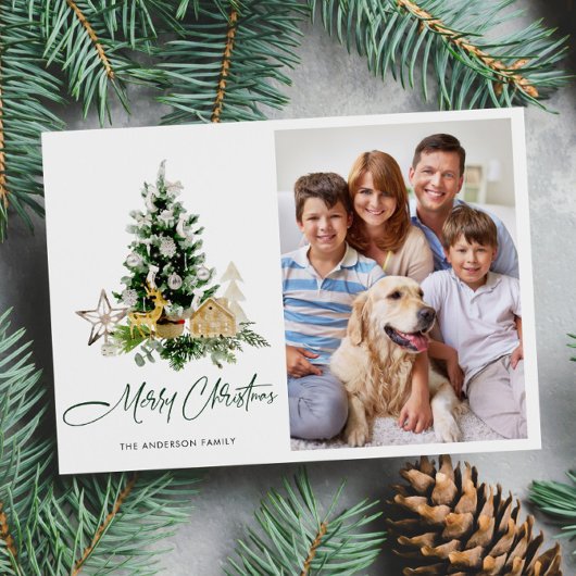 PHOTOミニマルなクリスマスツリーの挨拶 シーズンカード