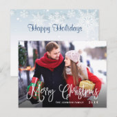 PHOTOメリーモダンクリスマスホリデーのグリーティングカード ポストカード (正面/裏面)