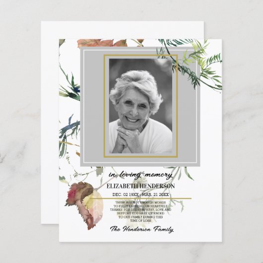 PHOTO予算の悔やみや弔慰愛情のあるメモリ。 (正面/裏面)